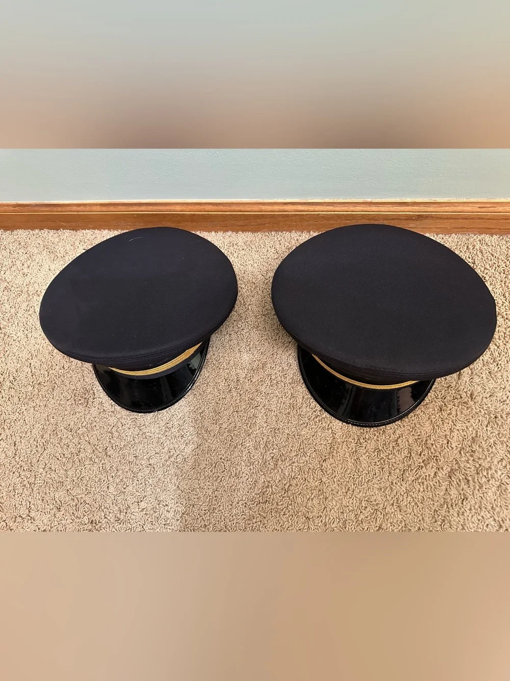 Men's Navy Dress Cap with Gold Band 7 1/8 Midway Cap Co - 2 hats